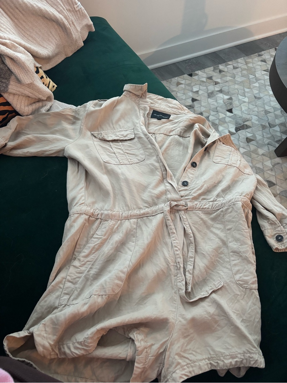 Velvet by Graham & Spencer Beige Utility Romper